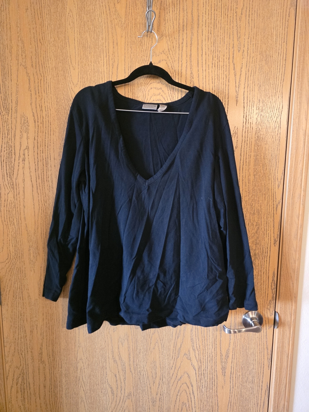 Chico's Deep Navy V-Neck Long Sleeve Top